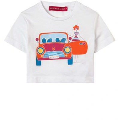 Agatha Ruiz De La Prada Kids'  White Car Print Crop T-shirt