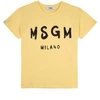 Msgm Logo Print T-shirt In Yellow