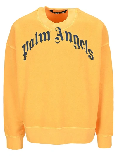Palm Angels Yellow Vintage Curved Logo Sweatshirt