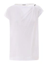 Brunello Cucinelli Gathered Shoulder Plain T-shirt In White
