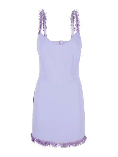 Elisabetta Franchi Fringe-effect Mini Dress In Purple