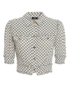 Elisabetta Franchi Horsebit Patterned Cropped Shirt In Cream