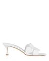 Manolo Blahnik Haribalmu Leather Slide Mules, White