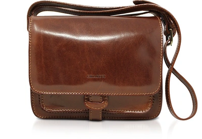 Chiarugi Handbags Genuine Leather Flap Shoulder Bag In Marron
