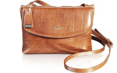 Chiarugi Handbags Genuine Leather Crossbody Bag In Marron