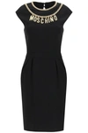 MOSCHINO MOSCHINO LOGO CHAIN NECKLINE DRESS