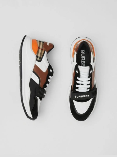 Burberry White & Black Vintage Check Ramsey Low Sneakers