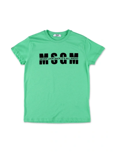 Msgm Kids' Logo Print T-shirt In Green