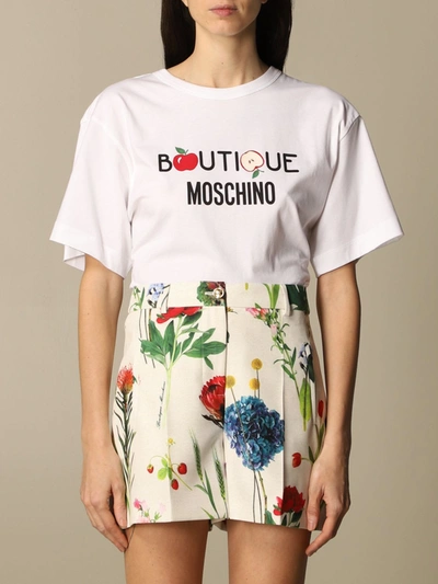 Boutique Moschino T-shirt In Cotton With Logo In White