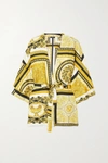 VERSACE BELTED PRINTED SILK-TWILL ROBE