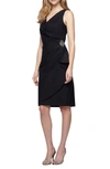 Alex Evenings Compression Embellished Ruched Sheath Dress In Black