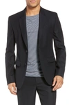 VINCE BLUE SOLID TWO BUTTON NOTCH LAPEL RELAXED FIT BLAZER,190820435363