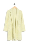 Melloday Plaid Knit Coat In Lemon Tweed