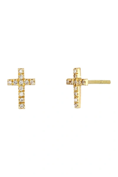 Bony Levy 18k Yellow Gold Petite Diamond Cross Stud Earrings In Rd0.05 18kyg