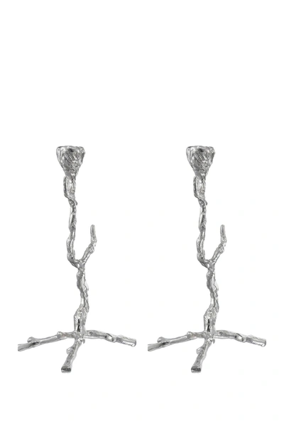 R16 Home Alvada Candlestick Holders In Shiny Nickel