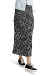 Madewell Woodcut Flowers Drawstring Midi Slip Skirt In Marlow Floral Almost Black