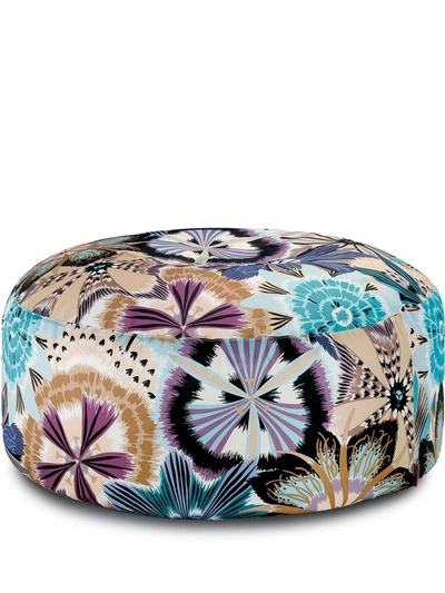 Missoni Passiflora Printed Pouf In Blue