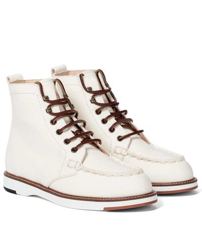 Tod's Leather Ankle Boots In White