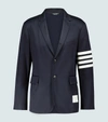 Thom Browne Unconstructed 4-bar Single-breasted Blazer In Blue