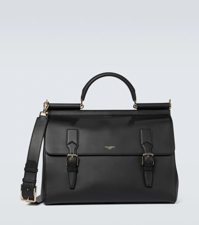 Dolce & Gabbana Monreale Leather Briefcase In Black