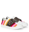 FENDI STRIPED LEATHER SNEAKERS,P00530645