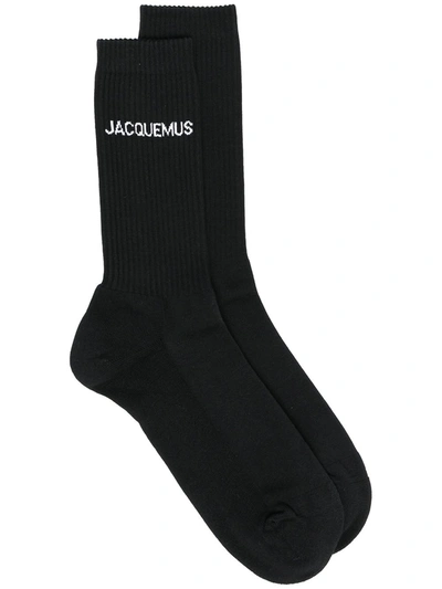 Jacquemus Logo-detail Mid-calf Socks In Black