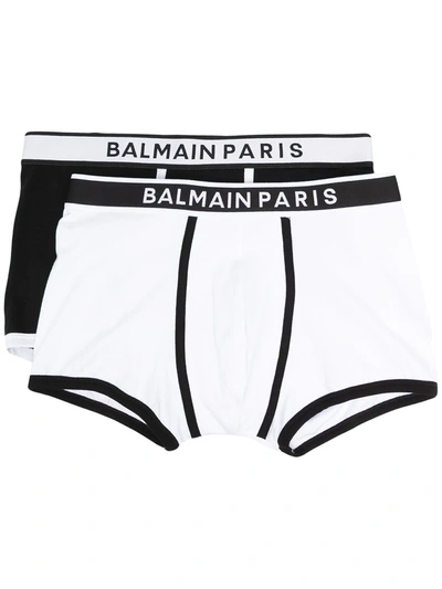 Balmain Logo-waistband Boxer Briefs In White