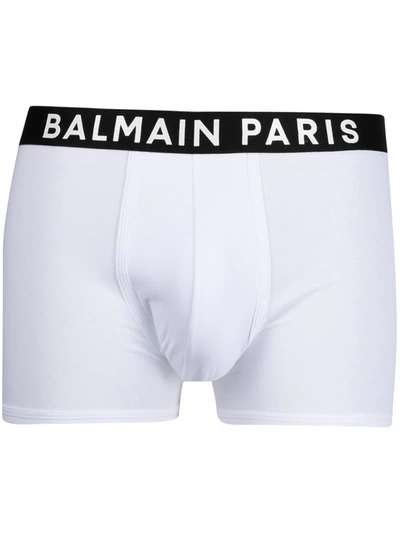 Balmain Men's Logo-band Boxer Briefs In White