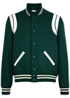 SAINT LAURENT DARK GREEN WOOL-BLEND BOMBER JACKET,3988023