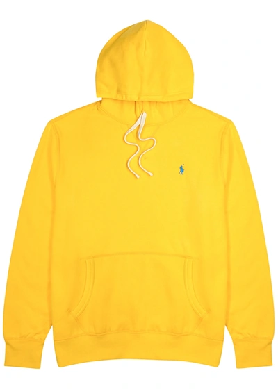 Polo Ralph Lauren Logo-embroidered Cotton-blend Hooded Sweatshirt In Yellow