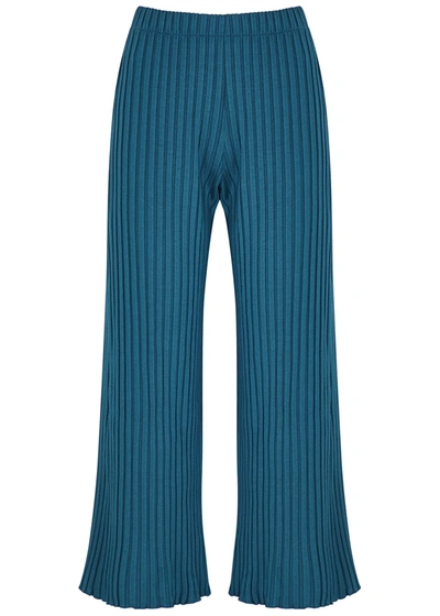 Simon Miller Alder Teal Wide-leg Jersey Trousers