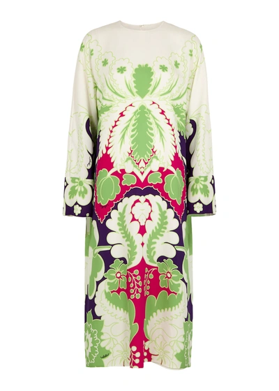 Valentino Printed Silk-crepe Midi Dress In Amethyst/multicolor