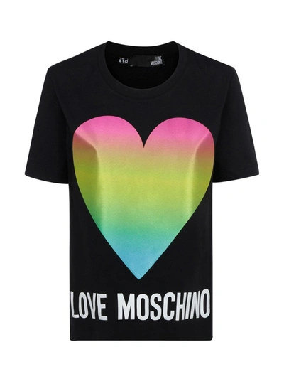 Love Moschino Heart Logo-print Cotton T-shirt In Black