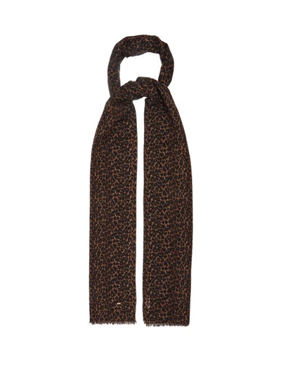 Saint Laurent Leopard Cashmere Scarf In Pattern