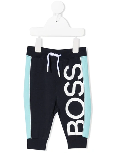 Bosswear Babies' Logo-print Panelled Track Pants In 蓝色