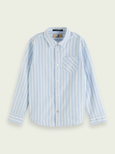 Scotch & Soda Striped Long-sleeved Shirt In Blue