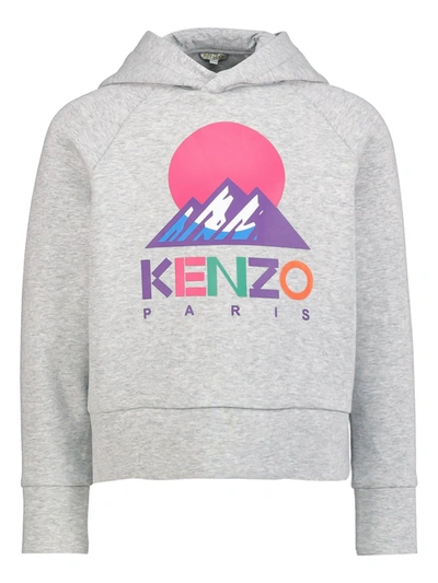 Kenzo Kids Hoodie Active For Girls In Grey