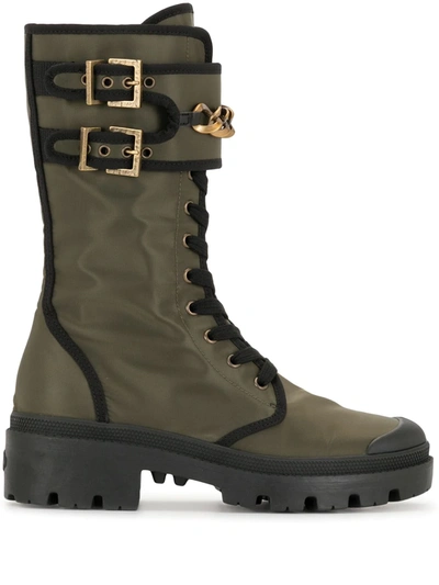 Madison.maison Lace-up Mid-calf Boots In Green