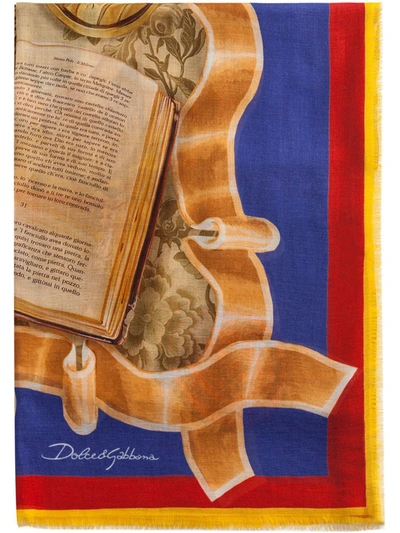 Dolce & Gabbana Silk Road-print Silk-twill Scarf In Blue