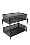 Sorbus Black 2 Tier Mesh Sliding Drawer Organizer Basket