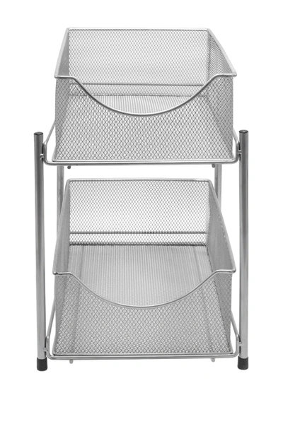 SORBUS SILVER-TONE 2 TIER MESH SLIDING DRAWER ORGANIZER BASKET,816485021276