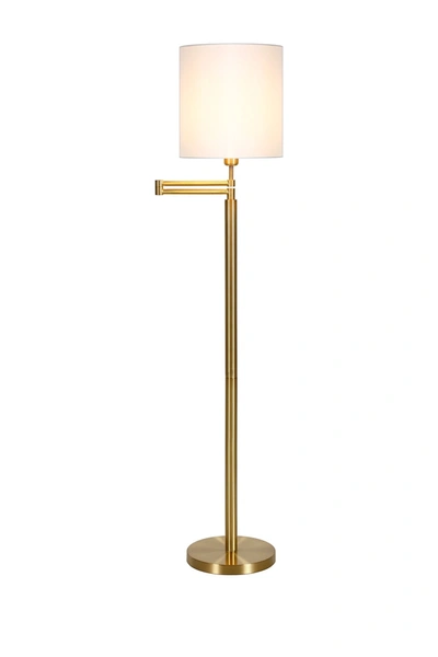 Addison And Lane Moby Drum Shade Swing Arm Brass Finish Floor Lamp In Gold
