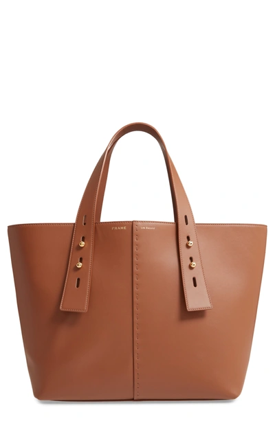 Frame Les Second Leather Medium Tote Bag In Tobacco