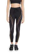 All Access High Rise Leggings With Drawstring In Black W/ Multi Flatlock