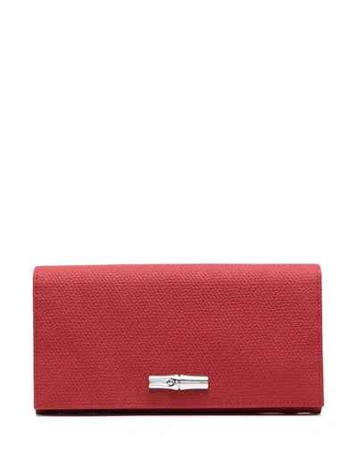 Longchamp Roseau Long Continental Wallet In Red