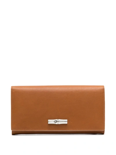 Longchamp Roseau Long Continental Wallet In Brown