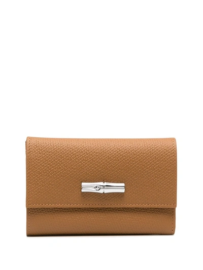 Longchamp Roseau Compact 钱包 In Brown