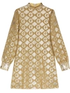 Gucci Lamé G Rhombi Jacquard Dress In Gold
