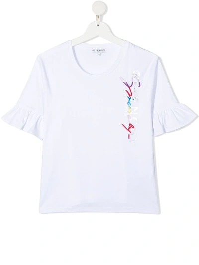 Givenchy Teen Embroidered-logo Cotton T-shirt In White