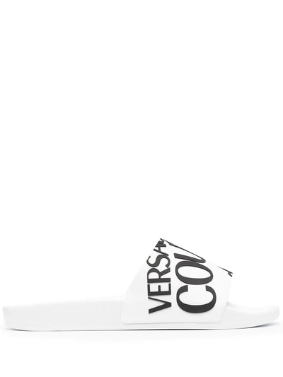 Versace Jeans Couture Logo-print Slides In White